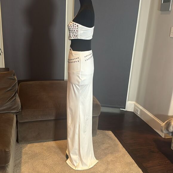 Women’s White Sparkly BodyCon 2 Piece Party Club Outfit Size M NEW *READ - Picture 6 of 10